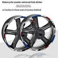 ❈❣ Reflective Motorcycle Wheel Hub Stickers Scooter Hub Decal for Suzuki Honda 12 Inches In Front and 10 Inches Behind Universal