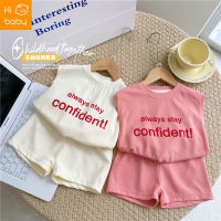 Childrens vest  Girls Vest Set Summer Korean Style Baby Mens Sports Sleeveless Shorts Set Childrens Printed Two-piece Set