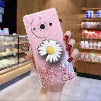 เคสสมาร์ทโฟนสำหรับ Realme 11 Pro + Pro Plus 5G 4G เคส TPU นิ่มโปร่งใสลายดาวแวววาวพร้อมเคสที่วางโทรศัพท์ดอกไม้ REALME11PRO ฝาหลัง