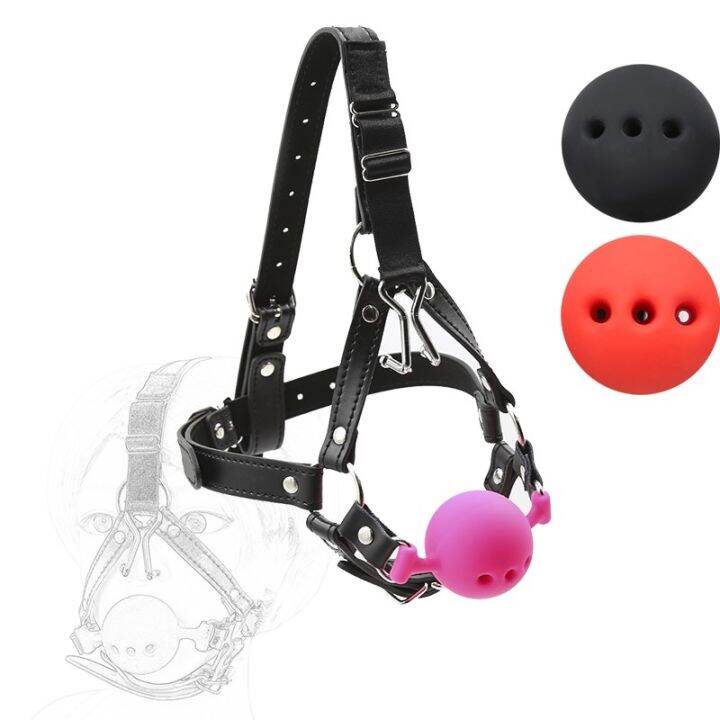 Slave Horse Harness Silicone Ball Gag BDSM Bondage Restraints Oral