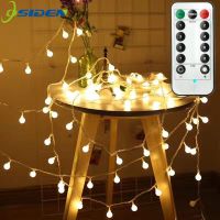 Lampu Tali LED Bola Remote Control Rantai Putih Hangat Lampu Peri Liburan Natal Pernikahan Luar Ruangan Dekorasi Baterai Dioperasikan 3M 5M