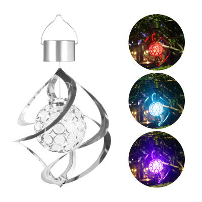 Solar Light Spiral Spinner Light Waterproof Rotating Hanging Wind Light For Garden Yard Patio Decoration Wind Chimes