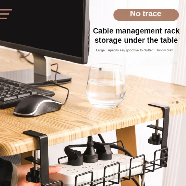 Under Table Storage Rack Cable Management Tray Desk Socket Holder Wire