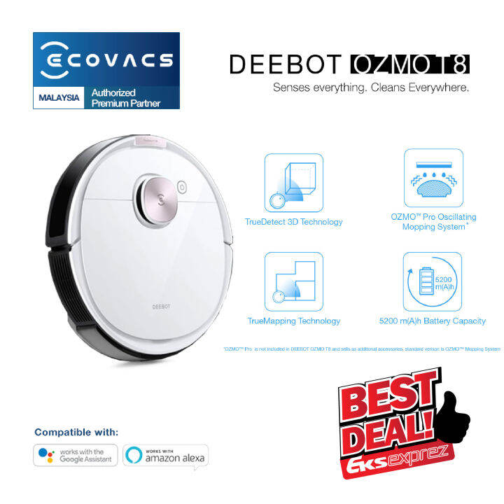 ECOVACS DEEBOT OZMO T8 Robot Vacuum Cleaner with [3D High Precision