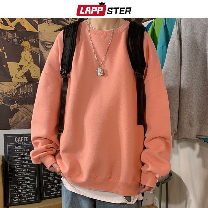 lappster-harajuku-เสื้อฮู้ด7สีพื้น2023ผู้ชายแฟชั่นเกาหลีสำหรับฤดูใบไม้ร่วงเสื้อผ้าแนวสตรีทญี่ปุ่นเสื้อกันหนาวขนาดใหญ่