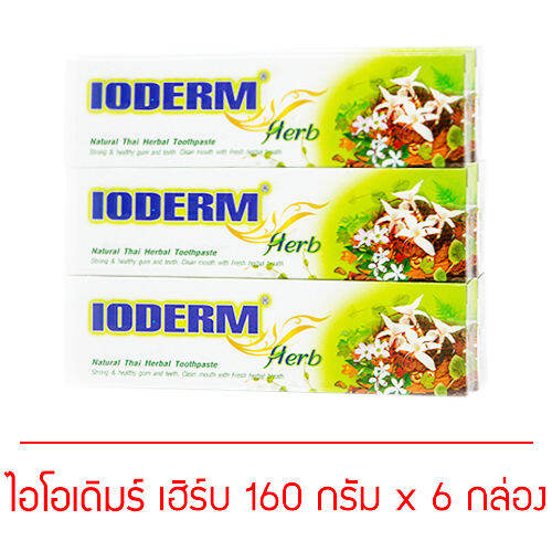 ioderm-ยาสีฟันสมุนไพร-ไอโอเดิมร์-เฮิร์บ-160-กรัม-แพค-6-กล่อง