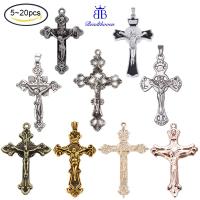 Beadthoven 5-20pcs Antique Silver Tibetan Style Crucifix Cross Pendant for Easter Lead Free and Cadmium Free 43.5mm hole: 2mm Jewelry Making DIY