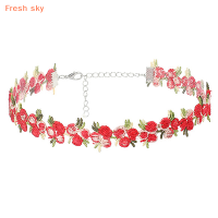 Fresh sky สร้อยโชคเกอร์ลูกไม้ลายดอกไม้แสนหวานสำหรับผู้หญิงเครื่องประดับแฟชั่นดีไซน์โรแมนติก