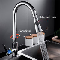 Kitchen Faucet Sink Faucet with Rotating Sprinkler Hot and Cold Water Faucet Chrome-Plated Solid Brass