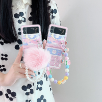 HOCE น่ารัก Girly โซ่มุกกับลูกผมกรณีโทรศัพท์สำหรับ Samsung Z พลิก3 5กรัมกันกระแทกกรณีปก