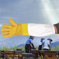 1คู่ Beekeeper ถุงมือป้องกันหนังแกะผ้าระบายอากาศวัสดุ Bee เครื่องมือ Breathable Anti-Bee Apiculture ถุงมือ