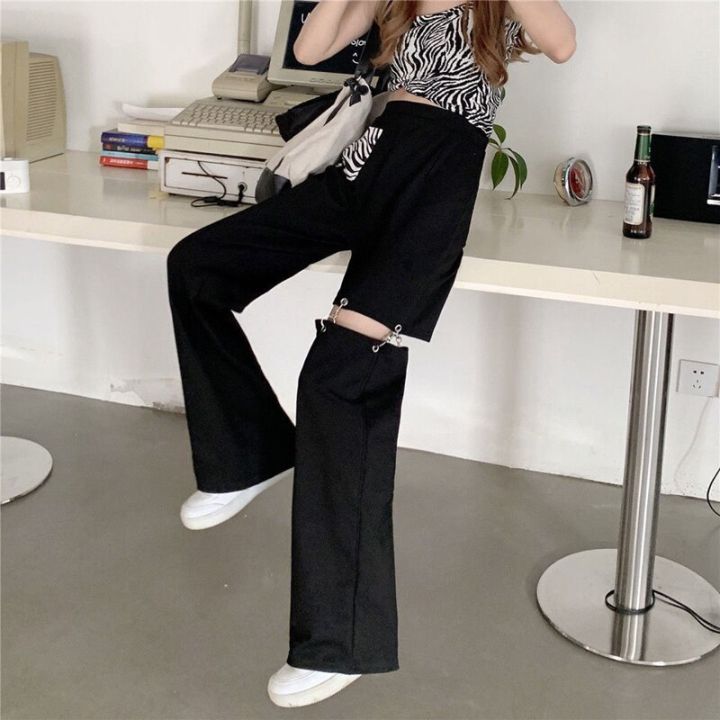 fashion-harajuku-hollow-out-wide-leg-pants-women-high-waist-elastic-streetwear-straight-trousers-summer-hip-hop-bf-goth-pants