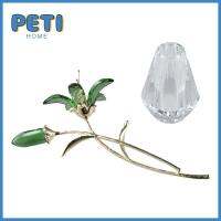 PETIHOME ของสะสมได้ จี้ดอกลิลลี่เสือ สีสันสดใส ของขวัญสำหรับเด็ก แจกันดอกไม้คริสตัล ลายดอกไม้ดอกไม้ คริสตัลคริสตัลคริสตัล ตกแต่งด้วยดอกลิลลี่ บ้านในบ้าน