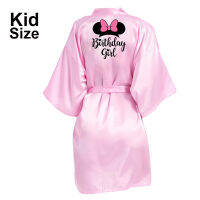 Birthday Girl Robe Bathrobe Kids Children Clothes Girls Silk Satin Kimono Robes Bathrobe Sleepwear