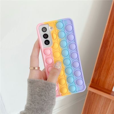 （cold noodles）   Pop Fidget ของเล่น Bubble สำหรับ Samsung Galaxy S8 S9 S10 S20 FE S21 Plus หมายเหตุ8 9 10 20 Ultra J4 J6 J8 A6 A7 2018ฝาครอบ