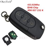 【✔In stock】 qiukekang81481 Okeytech ชิ้นส่วนอะไหล่กุญแจรีโมท3ปุ่ม433.92Mhz 4d0 837 231 K สำหรับ A3 A2ออดี้ A4 A6 A8ชิป Id48 Tt