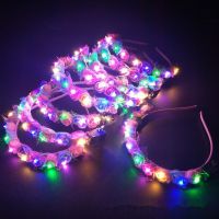 Lighted Headpiece For Girls Wedding Party Headdress LED Flower Crown Headband Floral Headpiece For Women LED Glow Hair Band Accessory