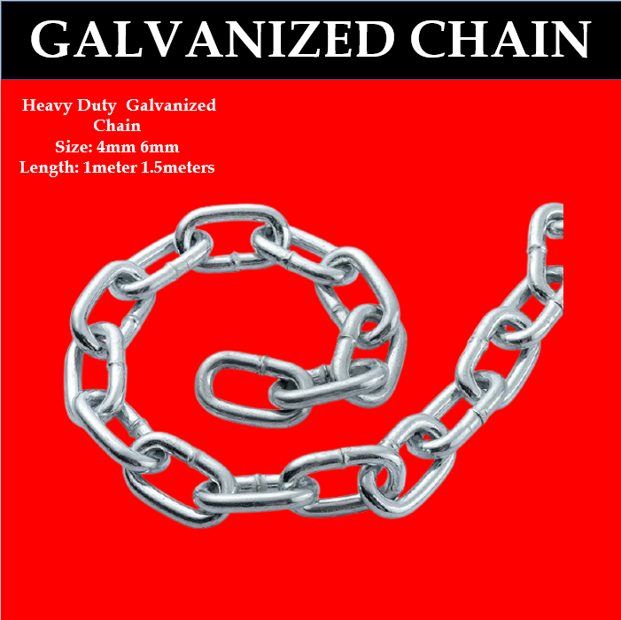 Toyu Kadina 1.5m Heavy Duty Steel Chain Kadena 5ft Galvanized Sliver