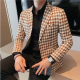 สไตล์อังกฤษ Mens Houndstooth Slim Fit Blazers 2022ใหม่ Slim Fit ธุรกิจเสื้อเจ้าบ่าวงานแต่งงาน Tuxedo เสื้อสูท