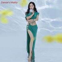 Belly Dance ใหม่หญิง Elegant Top Practice เสื้อผ้าชุดกระโปรงคริสตัลน้ำแข็งฤดูร้อนอาชีพเต้นรำเสื้อผ้า...