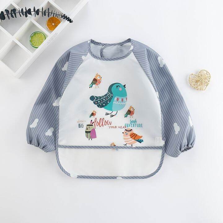 cw-baby-bibs-children-feeding-smock-with-cartoon-print-sleeve-apron-for-toddler-kids-boy