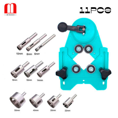 BINOAX 11Pcs Drill Guide Vacuum Base Sucker with 6-50mm Diamond Coated Glass Drill Bit Fit Tile Glass Hole Saw Openings Locator