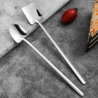 【2023】Stainless Steel Spade Shaped Spoon Tea Spoons Long Handle Ice Cream Dessert Spoon Coffee Stirring Spoon Kitchen Tablewares 【hot】