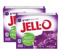 JELL-O Grape เจลโอ ผงวุ้นเจลาตินสำเร็จรูป กลิ่นองุ่น 85g. (แพคคู่)