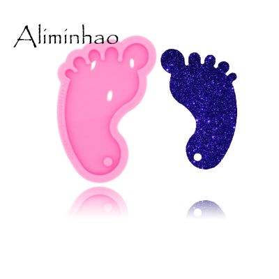 DY0461 Shiny Glossy Foot Shape Necklace Jewelry Epoxy Silicon Mould Crafting Keychain Resin Silicone Mold