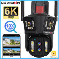 LS VISION กล้องวงจรปิด Wi-Fi 6K สามเลนส์12MP 10X ไฮบริดออปติคอลซูมกันน้ำได้กล้องรักษาความปลอดภัยสำหรับบ้านติดตามแบบมนุษย์สีเต็มรูปแบบการมองเห็นได้ในเวลากลางคืนกล้อง IP บันทึกวิดีโอตลอด24ชั่วโมง