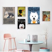 【hot】❖№  Westie Dog Wall Poster Animals Canvas Painting Scandinavian Room Decoration