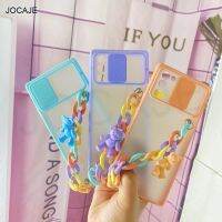 (Great. Cell phone case)น่ารักการ์ตูน3D หมีสายรัดข้อมือ Soft TPU กรณีโทรศัพท์สำหรับ OPPO Realme 8 Pro เคลือบสไลด์ป้องกันกล้องปกหลังสำหรับ Realme 8 4กรัม