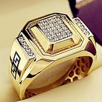 Classic High-quality Men 39;s Domineering Gold Colors Men 39;s Ring Inlaid Zircon Stones Wedding Ring Noble Punk Jewelry