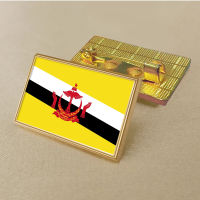 Brunei Darussalam flag pin 2.5*1.5cm zinc alloy die-cast PVC colour coated gold rectangular medallion badge without added resin