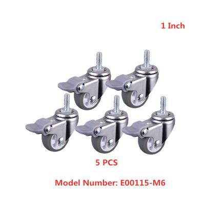 5 PcsLot 1 Inch Gray Tpe Screw ke Wheel M6 With Lock Pulley Beauty Instrument Universal