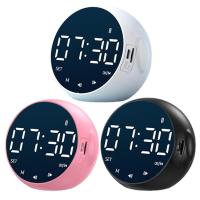 Mirror Clock Mirror Alarm Clock Speaker Alarm Clock Radio with USB Charge Portable Speaker Alarm Clock with 3 Levels Brightness Large Display Modern Decoration Dual Alarm physical