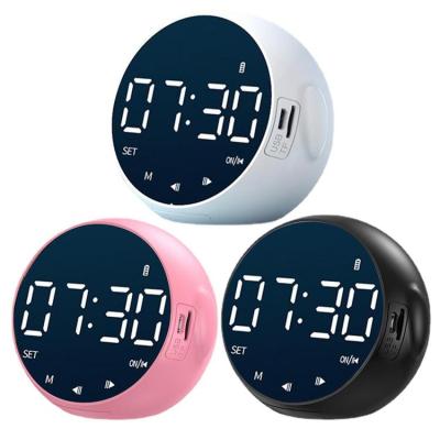 Mirror Clock Mirror Alarm Clock Speaker Alarm Clock Radio with USB Charge Portable Speaker Alarm Clock with 3 Levels Brightness Large Display Modern Decoration Dual Alarm usual