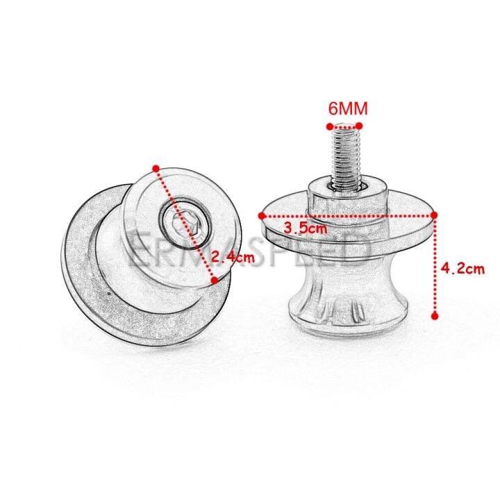 สำหรับ-yzf-r1-r6-r25-r3-r15-r125ขาตั้งจักรยานยนต์สกรู6มม-รถจักรยานยนต์แขนแกว่งแกนม้วนสายอุปกรณ์อะลูมิเนียม-cnc-สกรูยืนเลื่อน