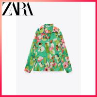 Zara เสื้อเบลาส์ ผ้าซาติน ผ้าไหม พิมพ์ลายดอกไม้ แฟชั่นฤดูร้อน สําหรับผู้หญิง 9125