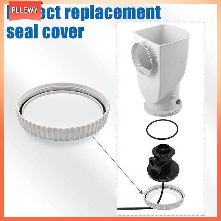 PLLEWY AboveGround Skimmer Drain Cap Seal Cover with Gasket Skimmer Pump Cap Replacement White