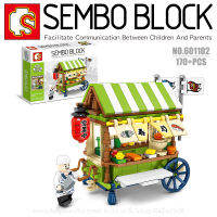 บล็อกตัวต่อรถเข็นร้านค้า พร้อมมินิฟิกเกอร์ 1 ตัว SEMBO BLOCK 601102 จำนวน 170 ชิ้น