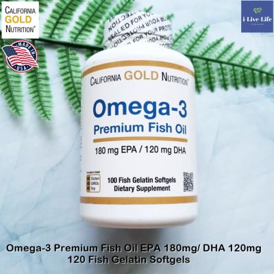 น้ำมันปลา โอเมก้า 3 Omega-3, Premium Fish Oil 1000 mg 100 Fish Gelatin Softgels - California Gold Nutrition