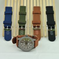 Canvas Nylon Watchbands for Women Men 18mm 20mm 22mm 24mm Sports Watch Strap Army Green Leather Wrist Bracelet Watch Bands Straps