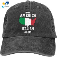 WYFQ501 Make America Italian Again Mens Womens Adjustable Baseball Hat | Denim Jeanet Hip-hop Cap