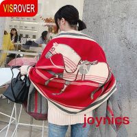 ★joynics★【High Quality】Autumn and Winter Cape Large Shawl Thickened Korean Style All-Matching Cashmere Texture Warm Student Lengthened Plaid Double-Sided Scarf Western Style Light