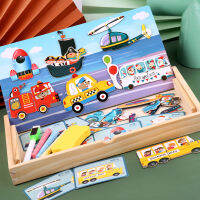 Wooden Multifunction Children Animal Puzzle Writing Magnetic Drawing Board Blackboard Learning Education Toys Gift New 2022