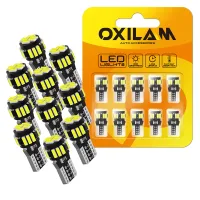 OXILAM 10Pcs Canbus T10 LED 6500K White 194 W5W LED Car Light Bulbs Interior Dome Reading Trunk Position License Plate Auto Lamp