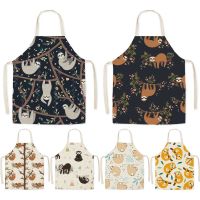 1Pcs Cute Cartoon Sloth Apron Antifouling Sleeveless Kitchen Apron Household Cleaning Aprons for Women Home Cooking Accessories Aprons