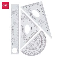 【CC】❐◕✕  Cartoon Drafting Set Protractor Triagluar Straight Ruler 15cm Transparent School Rulers Stationery