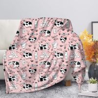 Pink Cow Flannel Blankets Milk Cartoon Cute Farm Animal Throw Blanket Cow Pattern Plush Blanket for Bed Couch Drop Shipping